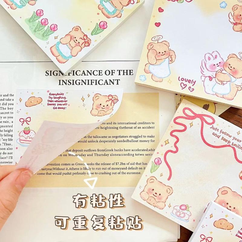 Gift N Times Sticky Note for Students with Sticky Bear Cartoon High Value Memo Pad Message Tearable Paper Kawai Stationery