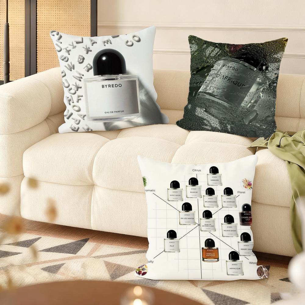 B-B-Byredo Perfume Cushion Cover Silky Short Plush Home Sofa Cushion Cover - Invisible Zipper Home Decoration