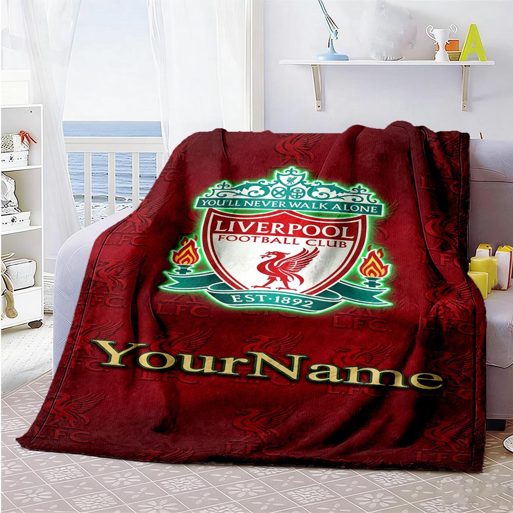 Liverpool Customize Text Blanket Cozy Personalized Blanket Soft Warm Cozy Suitable for Couch Home Decor Office Chair Bedding for All Occasions