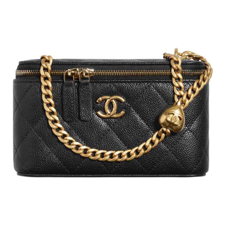 

Chanel 23P/24P Black Quilted Love Gold Ball Litchi Cowhide Mini Box Shoulder Crossbody Women Bag Basic+Dust Bag чорний
