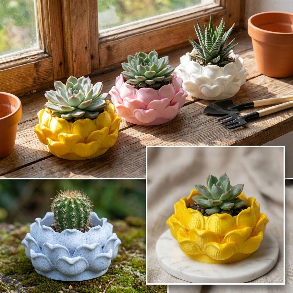 Lotus Shaped Growing Pots Plastic Nursery Pots Keys Holder Jewelry Storage Box  for Yard Garden