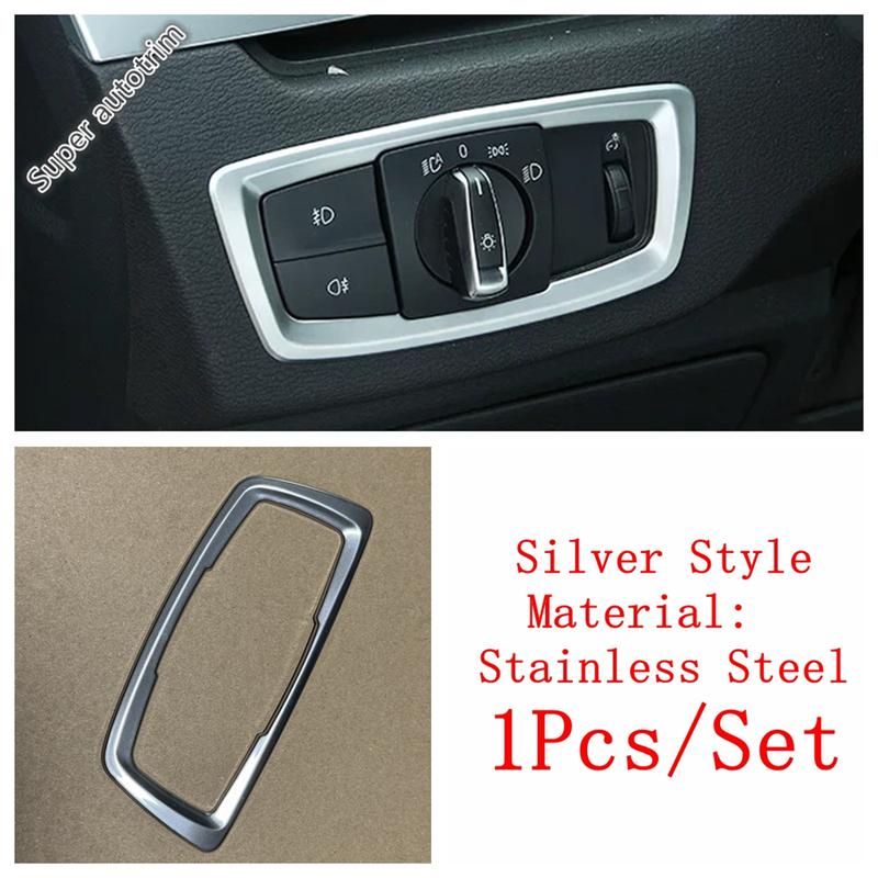 Head Lights Lamps Switch Button Panel Frame Cover Trim Stainless Steel Accessories Interior For BMW X1 F48 X2 F49 2016 -