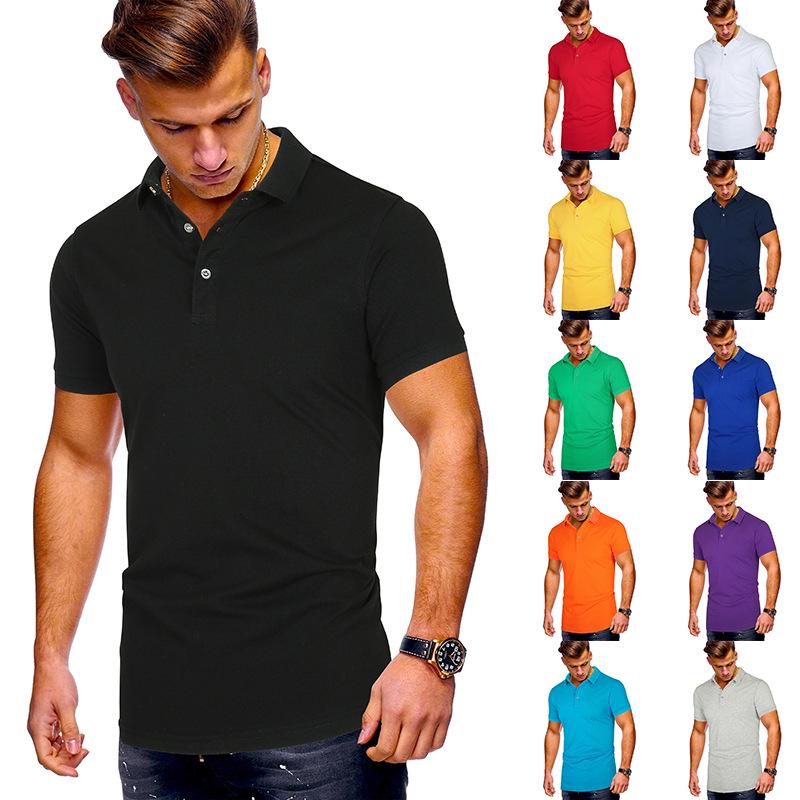 Little Spring Summer Men Casual Solid Color Polo Shirts Short Sleeve Turn-down Collar Shirts Plus Size