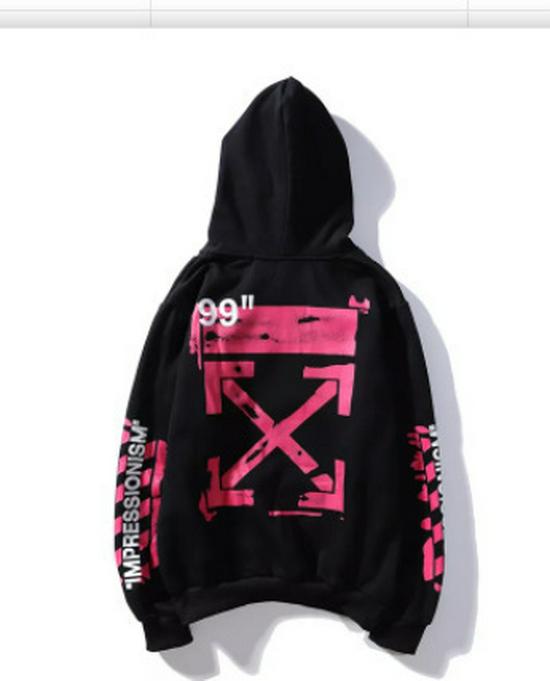 Yüksek Kaliteli Trend OFF WHITE Basic Ok 3D Baskılı Kapüşonlu Sweatshirt