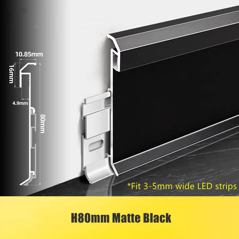 H60/80mm Thin LED Skirting Line Simple Aluminium Profile Floor Baseboard Strip Light Metal Wall Skirting Corner Linear Lamp