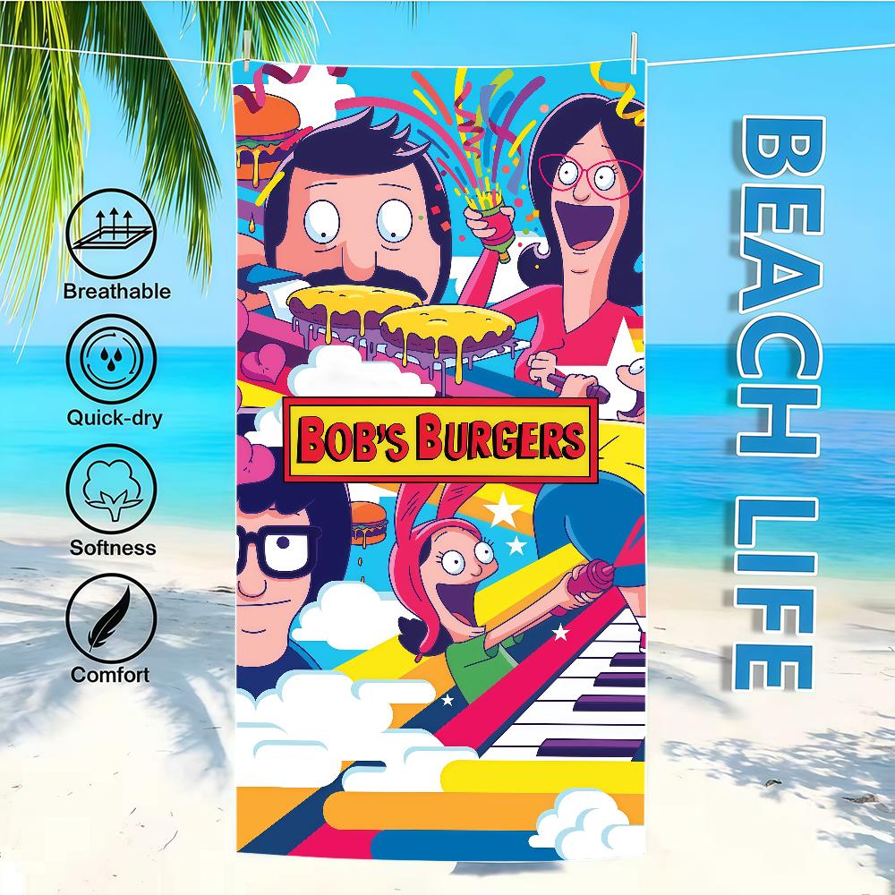 Cartoon B-BobsS B-BurgersS Towel Textile Bathrobe Beach Quick-Drying Lightweight Portable Camping Swim Pool Travel