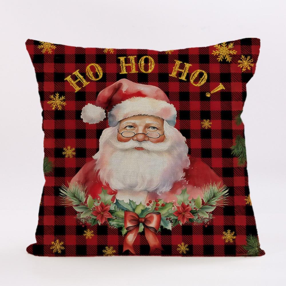 Christmas Pillow Cover Elk Santa Claus Decorative Sofa Decorative Linen Pillowcase for Christmas Sofa Decoration Party