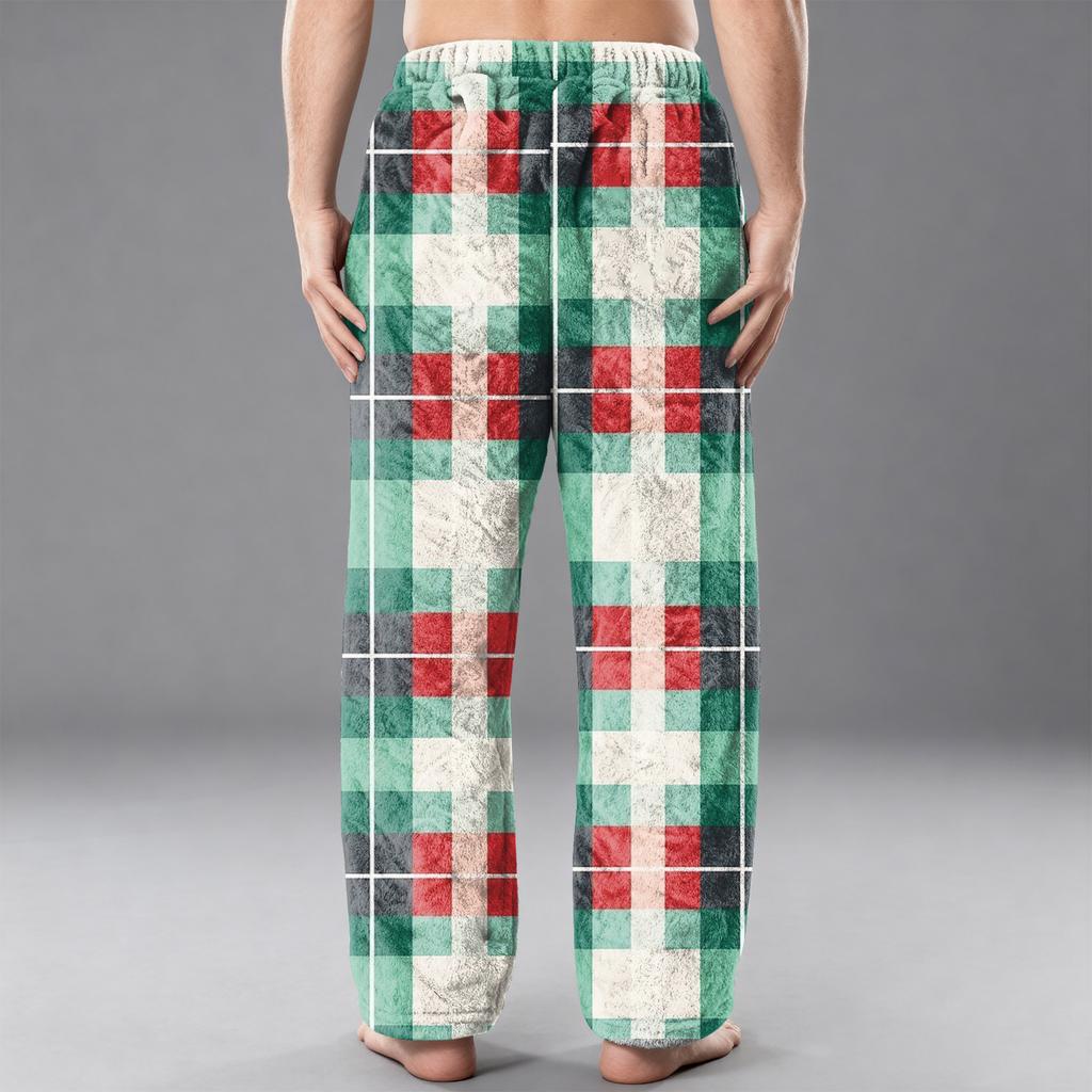 Herren Flanell Taschen Freizeithose, Bedruckte Taschen Freizeithose, Schlafhose für Zuhause