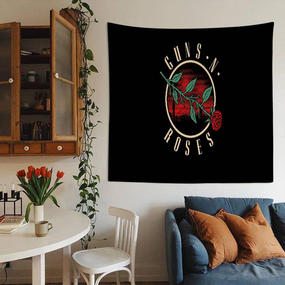 Rock Music Band GGuns N Roses Printed Large Wall Tapestry Hanging Tarot Hippie Wall Rugs Dorm Cheap Hippie Wall Hanging