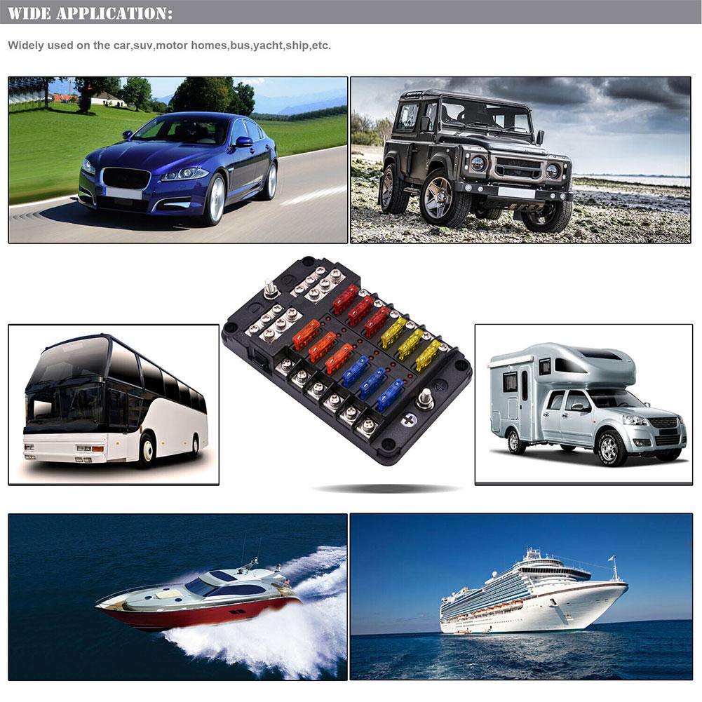 Indicator LED de Avertizare 12V 32V Panou Distribuție Putere Mașină Barcă Suport Cutie Siguranțe Cu Placă Acoperiș Plastic Accesorii Camper RV