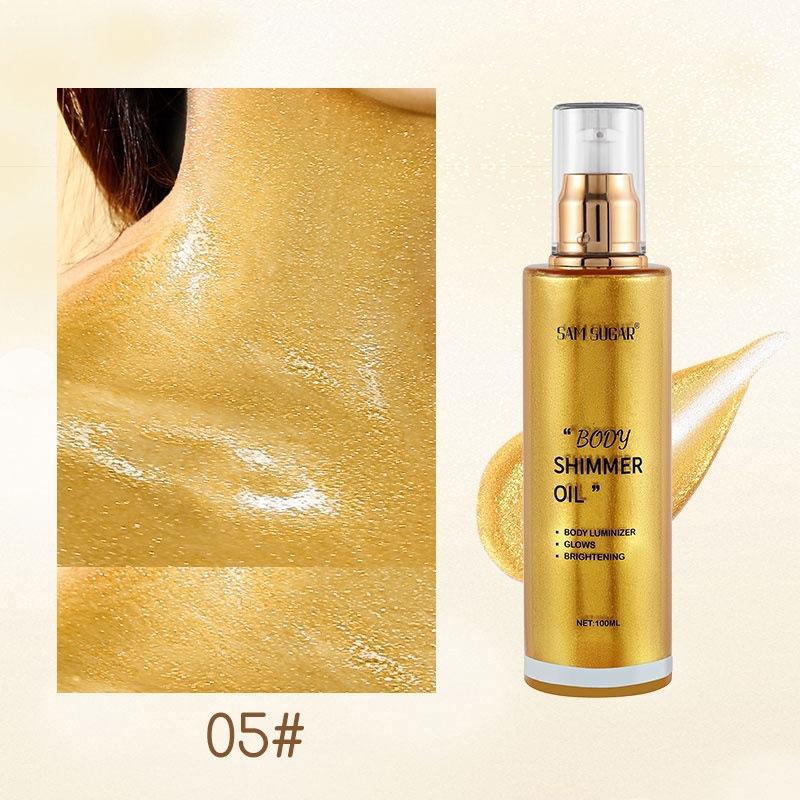 100ml Perlmutt Roségold Körper Schimmeröl Highlighter - Gesicht Aufhellen Glitzer Bronzer Haut Glanz Illuminator Make-up Glanz Flüssig