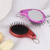 3-In-1 Portable Hair Brush With Mirror And Flat Top Comb Foldable Dual-Use Massage Feature Trendy Air Cushion Comb