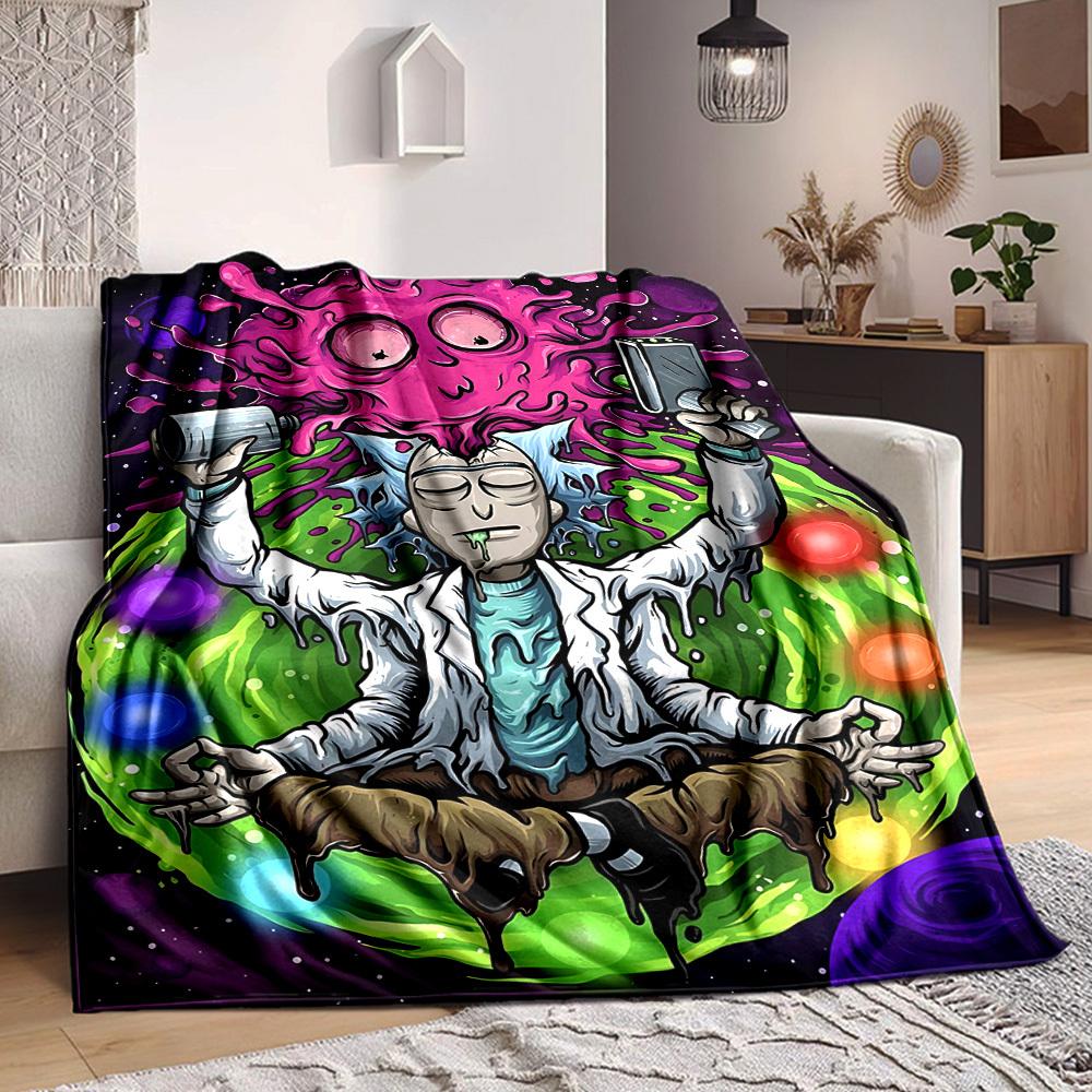 1 Stück Rick und Morty Decke Leichte Flanelldecke für Sofa, Bett, Reisen, Camping, Wohnzimmer, Büro, Couch, Stuhl und Bett