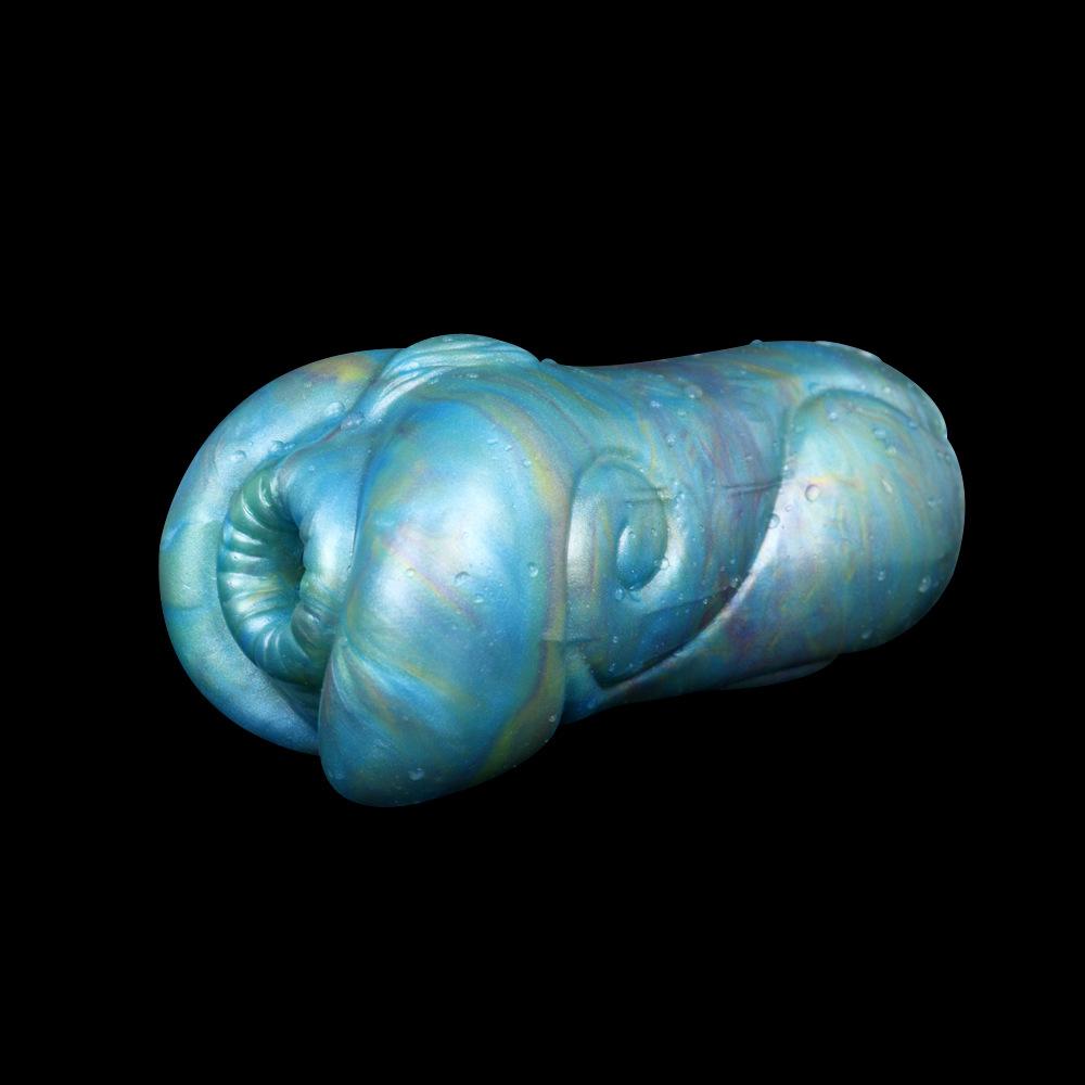 Masturbation Cup Bizarre Shapes Sex Toys For Men Simulated Animal Wolf Vagina 560g 16cm Blue Liquid Silicone Sex Dolls