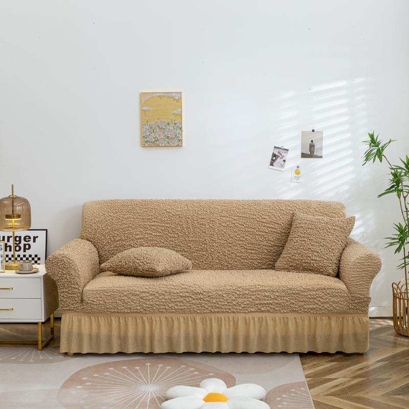 

Premium Stretch Sofa Cover with Skirt for 1/2/3/4 Seater Super Soft Bubble Cloth Pet-Proof Protector Non-Slip Couch Cover 1-Seater 90-140cm