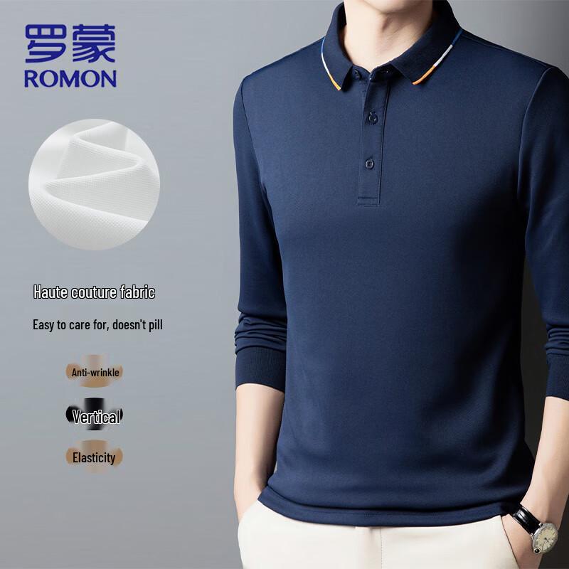 Romon Men's Classic Business Casual Long Sleeve Polo Shirt