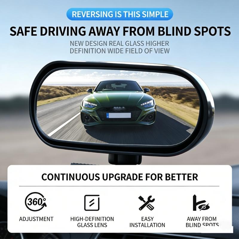 Motorcycle And Car Blind Spots Mirror Wide Angle Lens 360 Degree Rotation For Lane Changing Optimally Rear View Clear
