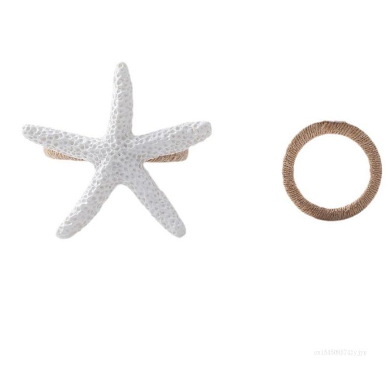 1pcs Napkin Ring White Starfish Napkin Ring for Table Decor, Reusable Ocean Theme Weddings Dinners Banquets Seaside Party Decor
