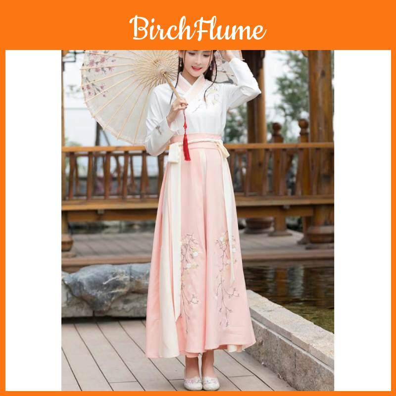 Hanfu Dress For Women With Embroidered Cross Collar And Polyester Fabric For Daily Wear