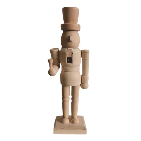 Unfinished Nutcracker Soldier Figure Unpainted Nutcracker Soldier Wooden DIY Nutcracker Figurine for Christmas Decoration Craft