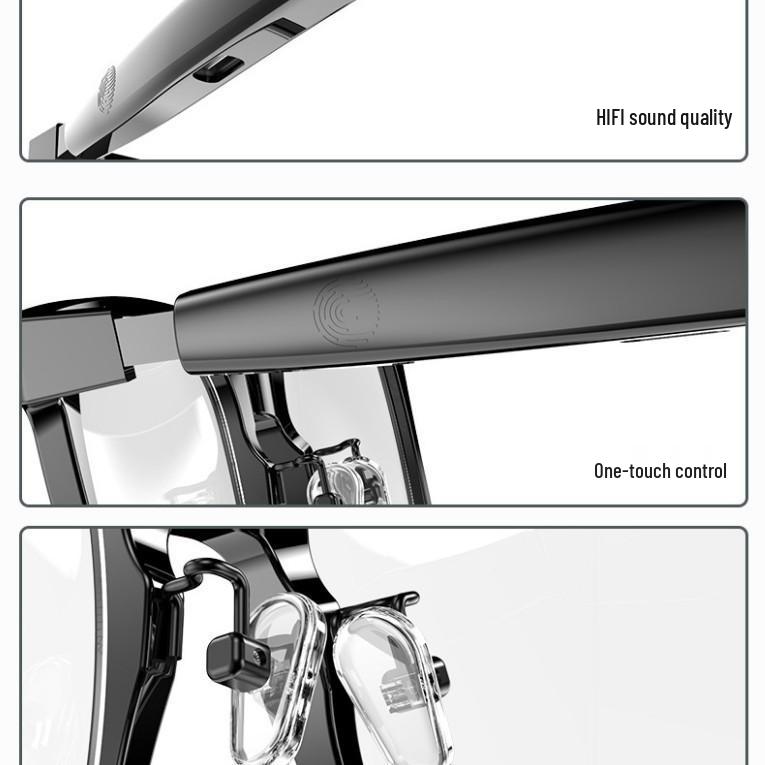 Smart Bluetooth Glasses with Flip-up Magnetic Clip, Myopia Lenses, and Anti-UV Blue Light Protection