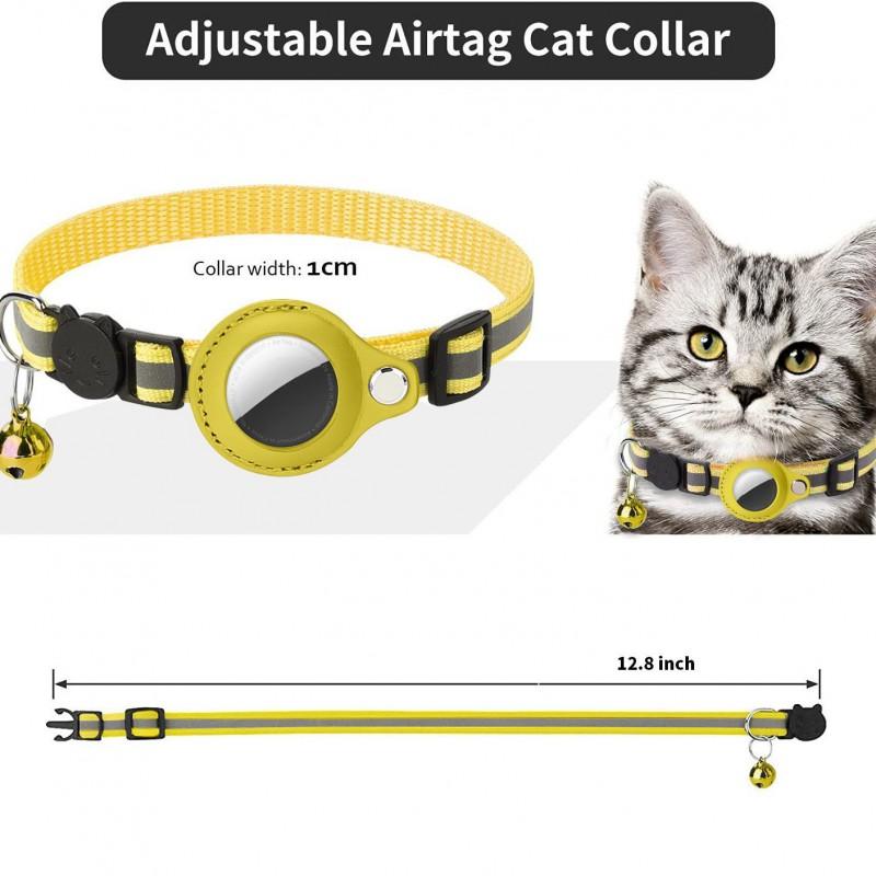 Reflective Cat Collar With Bell Compatible Airtag Pet Tracking