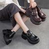 Genuine Leather Platform Loafers for Women British Style Comfortable Thick Sole Vintage Flats