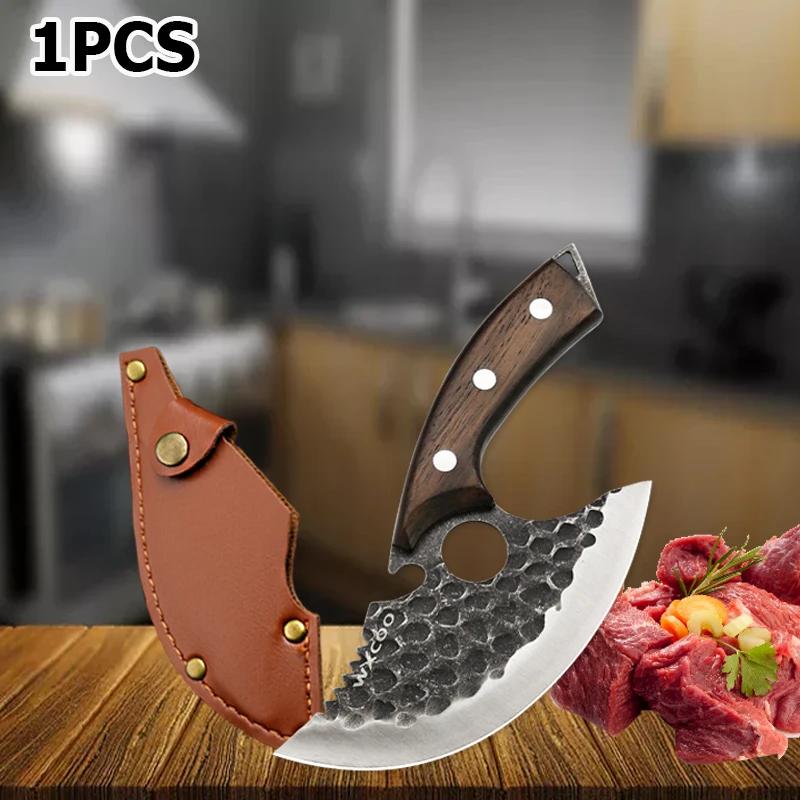 Butcher Knife Handmade Forged Kitchen Knife Set Multifuntional Bottle Opener Chef Knives for Meat Cutting Cooking Household
