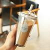 Double Layer Straw Milk Tea Cup With Lid Portable Water Mug Fruit Tea Cup Small Creative Plastic Cup For Summer Gift Water Cup