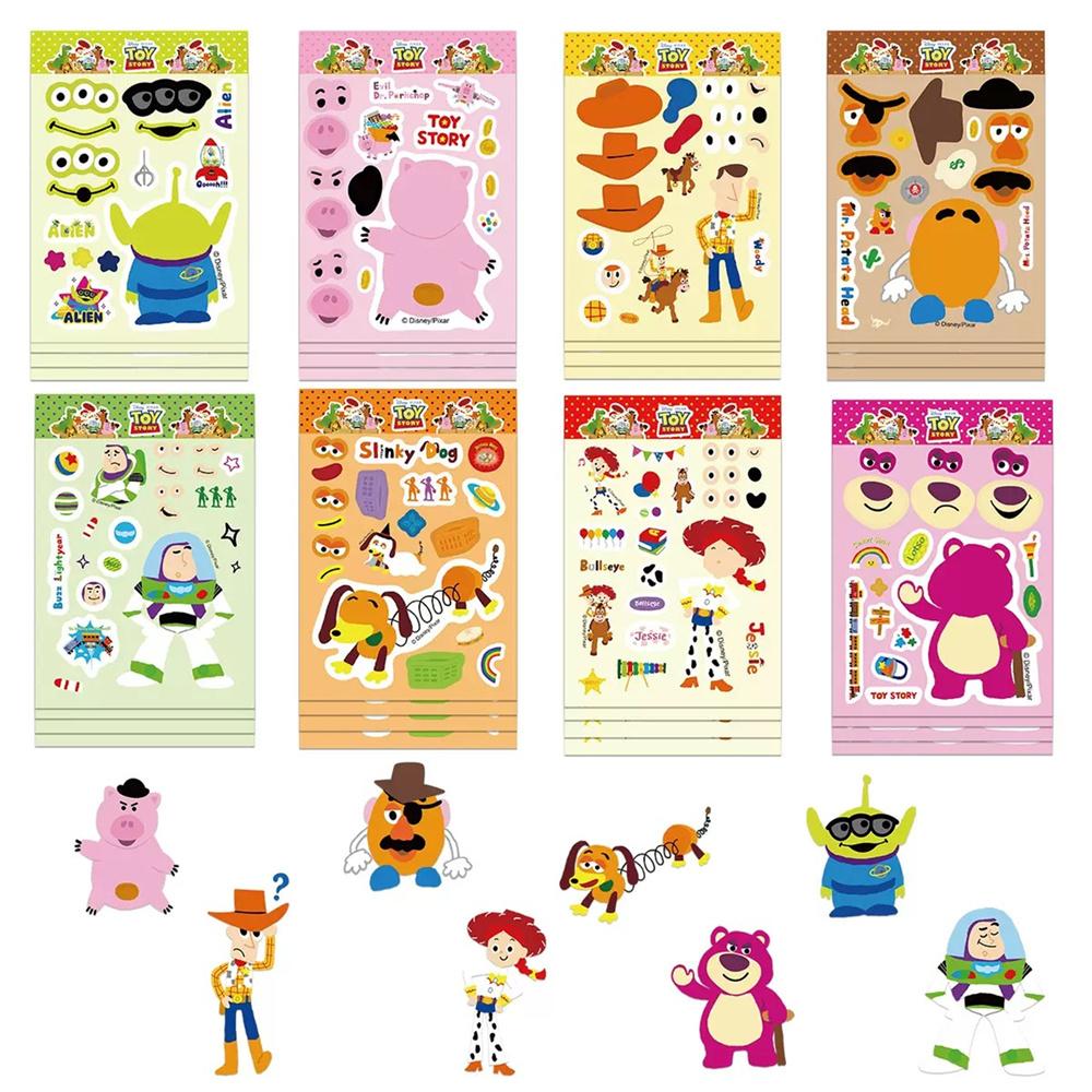 8 PCS Disney Creativity Buzz Light Year Woody Alien Make A Face Puzzle Game Sticker Laptop Skateboard Car Birthday Gift Stickers