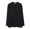 Arrayed Relaxed Cotton Round Long Sleeve T-Shirt [Black]