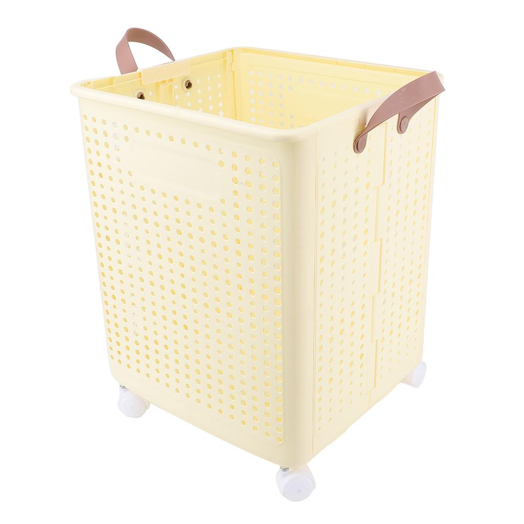 Foldable Laundry Basket with 4 Wheels Space Saving Portable Storage Hamper for Clothing Toys Home Sundries