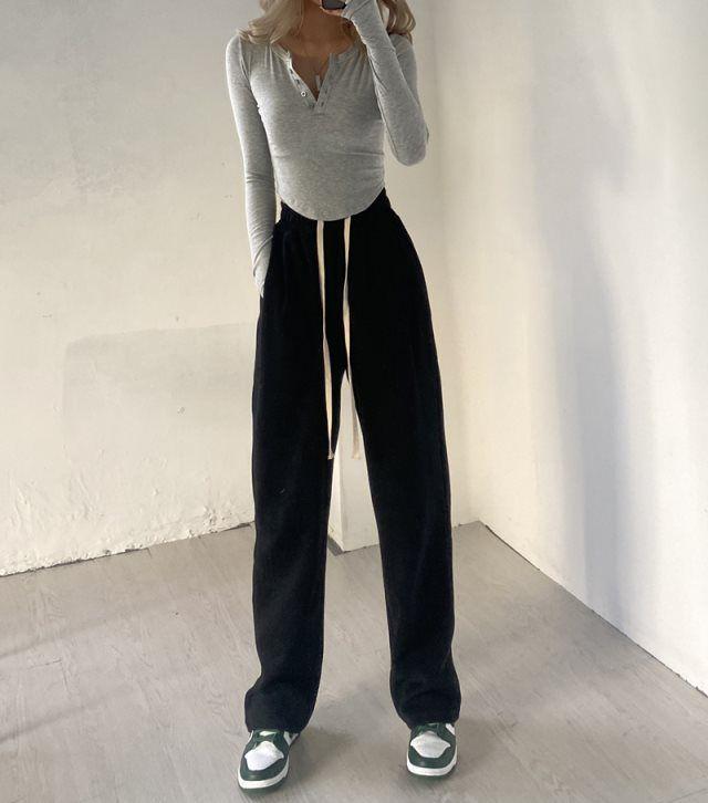 High-Waisted Loose Fit Sweatpants for Tall Girls - Spring/Autumn
