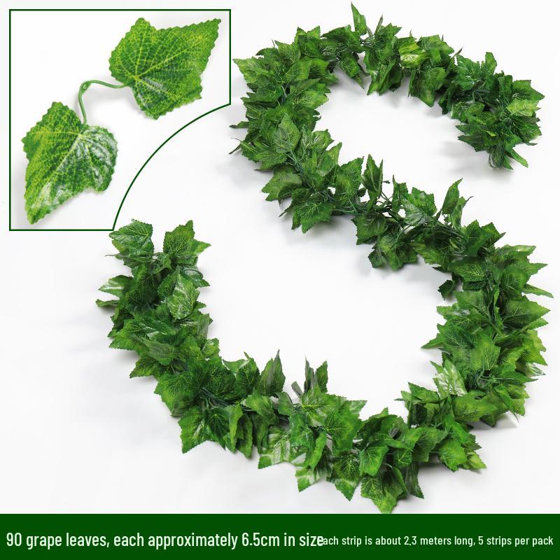 Green Leaf Rattan Grape Decorative Artificial Vine for Balcony & AC Pipe Cover