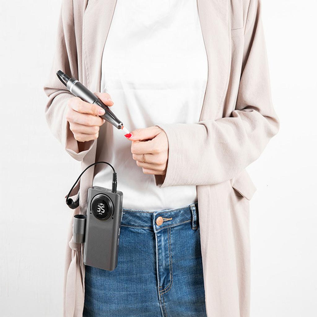 Nail Drill Kit Portable LCD Display Electric Multifunctional Nail File Drill Power Bank for