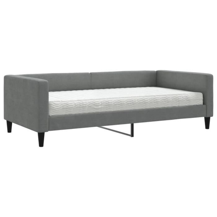 VidaXL Daybed with Mattress Dark Grey 100x200 Cm Fabric 3196566
