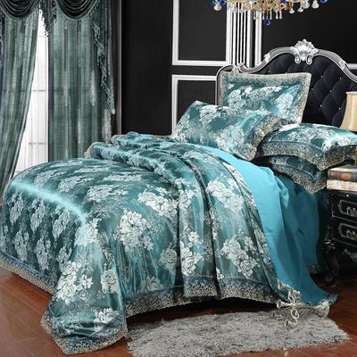 Europese Satijn Jacquard Beddengoedset - Kantafwerking, 4-delige set
