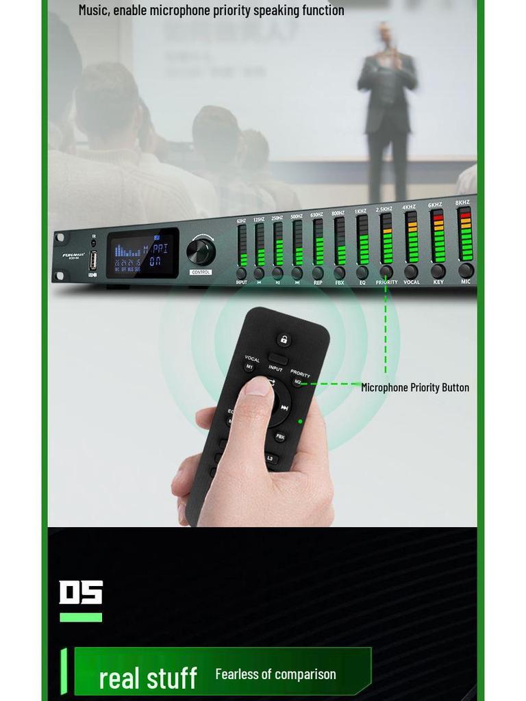 Professional Karaoke Stage & Home Audio Processor with Preamp, Anti-Howl, Equalizer, and Reverb Effects