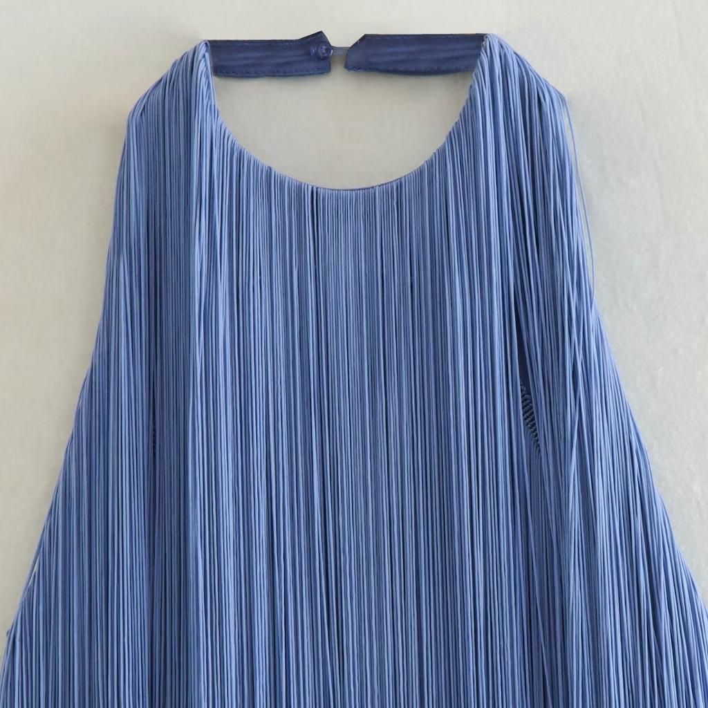 Vestito Sexy da Donna con Frange e Nappe, Scollo all'Americana, Elegante a Strati, Bordi con Nappe, Schiena Scoperta, BOHO, Estivo, Monopezzo