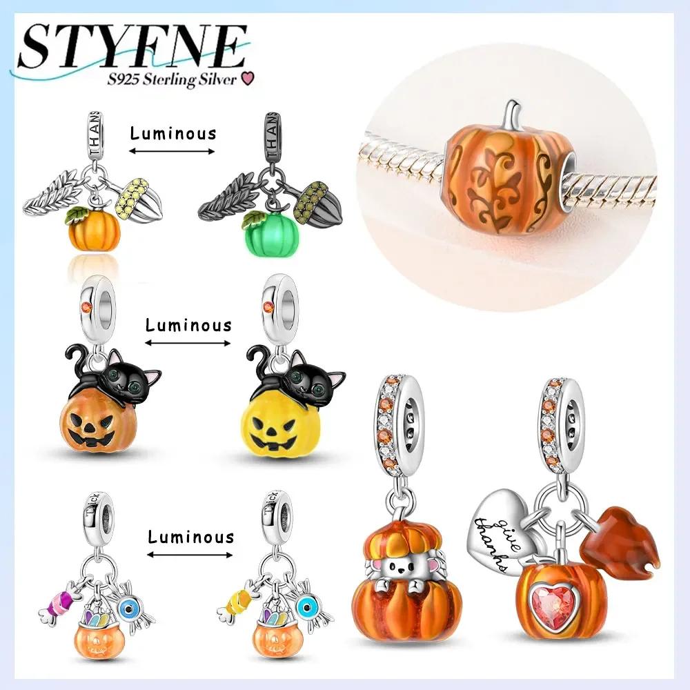 Copper Pumpkin Halloween Ghost Charm Pendant Beads Fit Original Bracelet For Women Valentine Day Jewelry Gifts