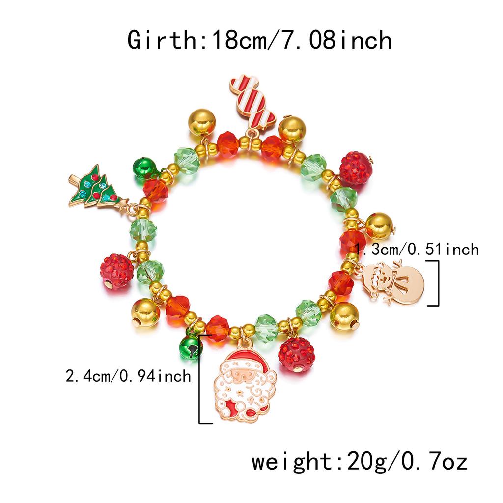 Christmas Bracelet for Women Fashion Elegant Christmas Tree Santa Snowflake Pendant Beaded Bracelets Holiday Party Jewelry Gift for Girls