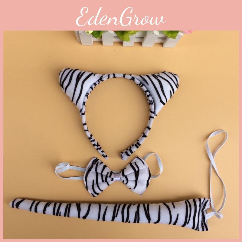 Halloween Animal Tiger Headpiece With Red Horns Demon Headband For Cosplay