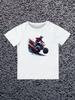 Round Neck Printed Pattern Pullover Short Sleeve Kids Tops Quad Bike