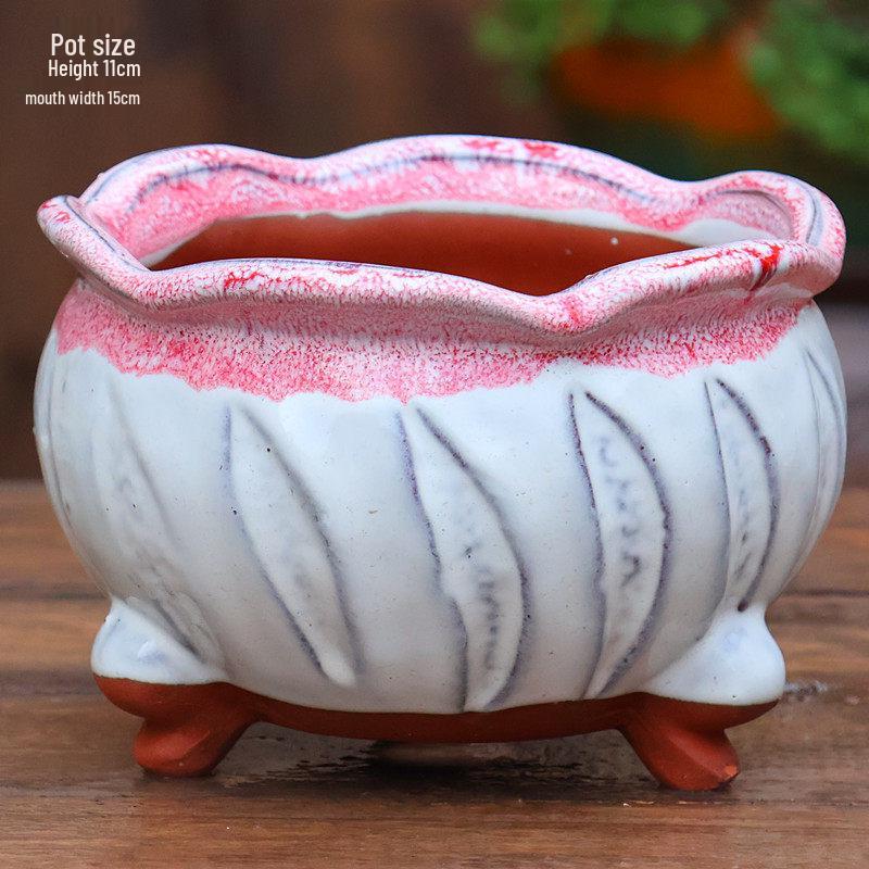 Nordic Style Handmade Wide Mouth Ceramic Flower Pot for Bougainvillea & Bird of Paradise