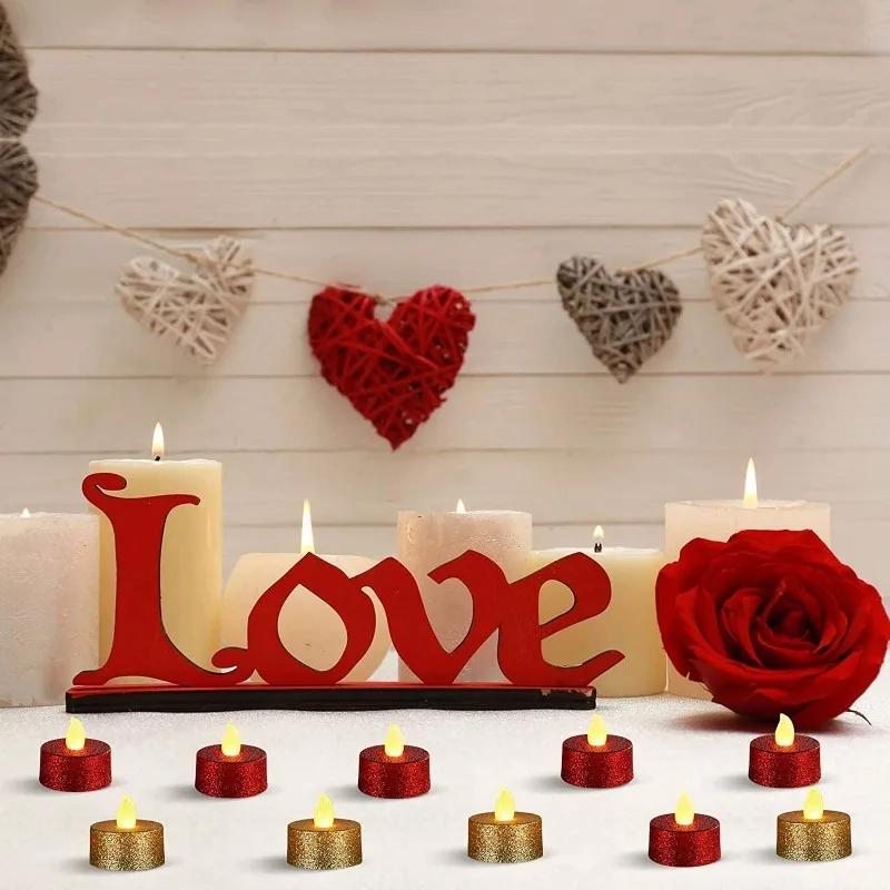 12/6/3/1Pcs Glitter LED Candles Battery Operated Tea Light Flameless Electric Candles Xmas Wedding Party Decorations Table Lamp