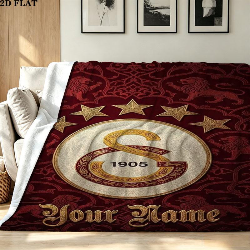 1PC Galatasaray S Custom Name Patterned Flannel Blanket Suitable For All Seasons for Home Decor Warmth and Comfort Gifts Holiday Present