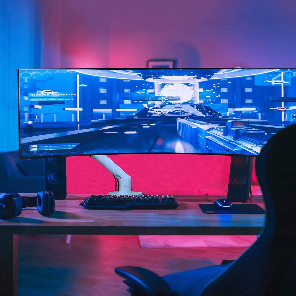 ERGOTRON HX Monitor Desk Mount with HD Fits Up To 49 Inches VESA Product Number Arm, Pivot, White, (12.7-19.1kg), Compatible, 45-647-216