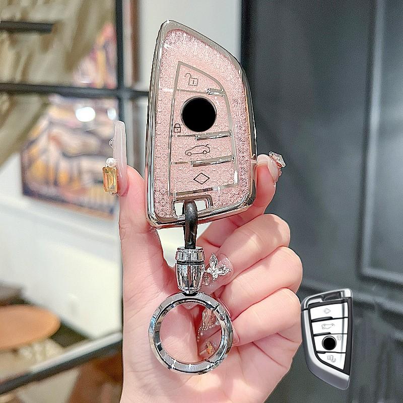 

Crystal Pink Tpu Key Case for BMW X1 X3 X5 X6 X7 1 3 5 6 7 Series G20 G30 G11 F15 F16 G01 G02 F48 Smart Remote Car Key Cover Fob
