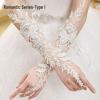 Long Lace Bridal Gloves with Floral Design for Wedding and Stage Performance