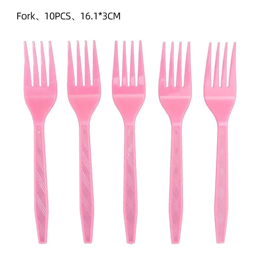 CICIMINI Solid Color Tableware Knives Forks and Spoons Red Pink Purple Black Green Yellow Wedding Birthday Disposable Tableware